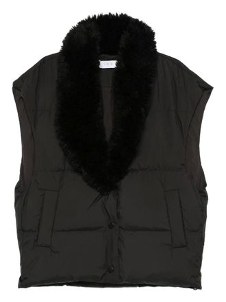 Iro quilted faux-fur collar vest - women - Polyester - 38 - Black