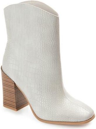 Journee Collection Brekkin Croc Embossed Western Bootie in Grey at Nordstrom Rack, Size 7.5