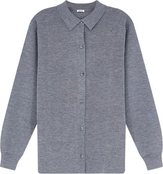 Aspesi Cardigan met knoopsluiting en opgestikte zakken - Dames - Vesten - Grijs - S - Katoen - Truien & Vesten
