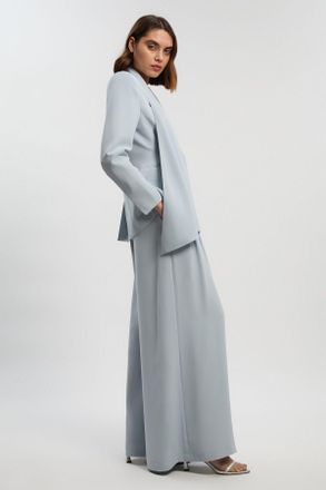 Karen Millen Womens Soft Tailored Wide Leg Trouser - Pale Blue - Size 14 UK