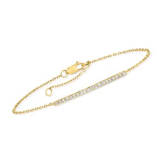 RS Pure by Ross-Simons Diamond Bar Bracelet in 14kt Yellow Gold