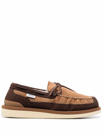 Suicoke fur-lined suede loafers - Neutrals
