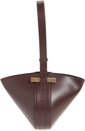 Victoria Beckham Mini Dia Leather Pouch Clutch in Dark Burgundy at Nordstrom