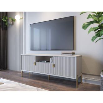 Dmora Mueble Para Tv Rabattone, Un Caj&oacute;n, Apertura Abatible Y Cierre Suave, 2 Puertas, 155x39.6x68.7h Cm Beige