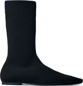 Toteme square-toe ribbed-knit boots - women - Polyester/Calf Leather/Polyester - 37 - Black