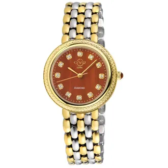 Gevril Group Arezzo Quartz Diamond Red Dial Ladies Watch 13303B