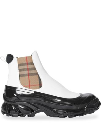 Burberry Vintage Check detail vinyl Chelsea boots - women - Cotton/Calf Leather/Polyamide/Polyester/Polyester/Polypropylene/Polyurethane/Rubber/R