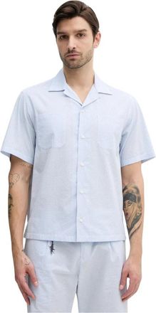 Paul & Shark Gestreepte Shirt - Heren - Korte mouwen Overhemden - Blauw - 2XL - Katoen - Overhemden