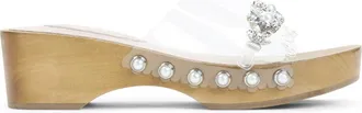 Simone Rocha Embellished Scalloped Houten Clog - Dames - Sleehakken - Beige - 40 EU - Schoenen