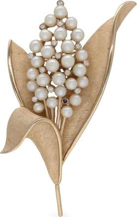 Trifari bouquet-shaped faux-pearl brooch - Gold