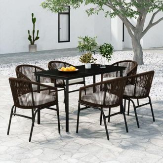 vidaXL Juego De Comedor De Jard&iacute;n 7 Piezas Marr&oacute;n Vidaxl