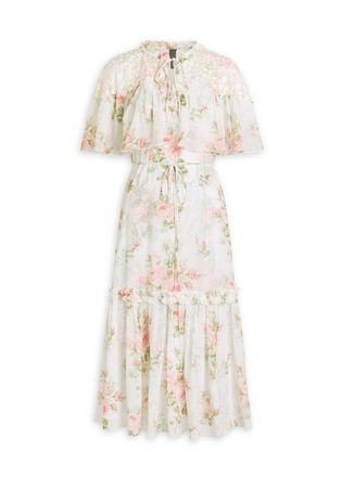 Needle & Thread Carla Floral-print Chiffon Midi Dress - White And Multi - 14 (UK18 / Xxl)