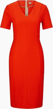 HUGO BOSS Womens Damaisa V-Neck Short Sleeve Knee Length Dress - Orange - Size: 8 36a