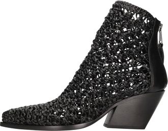 Elena Iachi Schoenen, Dames, Zwart, 38 EU, Leer, Tonchetti Geweven Enkellaars