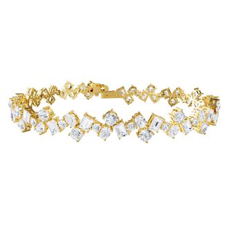 Diamond2Deal 14k Yellow Gold 11 Carat Multi Shape Lab Grown Diamond Fancy Bangle Bracelet 7