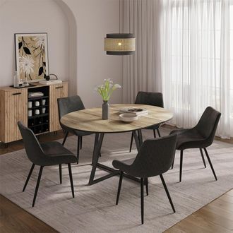 Vicco Tavolo Da Pranzo Allungabile Loyd, Rovere Rustico/nero, 120-160 X 120 Cm Allungabile, Vicco