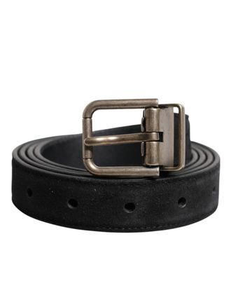 Dolce & Gabbana Mens Black Calf Leather Classic Metal Buckle Belt - One Size