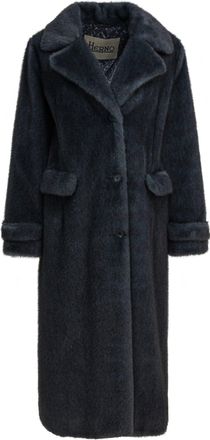 Herno Long Faux Fur Coat Jackets And Coats Grey-Donna