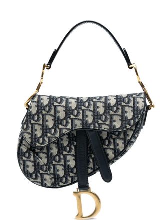 Dior 2018 Mini Oblique Canvas Saddle Bag satchel - women - Canvas - One Size - Blue