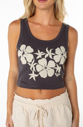 Roxy Plumeria Hibiscus Crop Top in Phantom at Nordstrom, Size Xx-Large