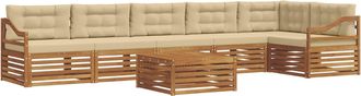 vidaXL Conjunto De Sof&aacute;s De Exterior 7 Uds. Natural Y Beige Vidaxl