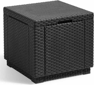 Allibert Tavolo cubo Allibert jardin in rattan intrecciato con contenitore da 60 l - 42x42x39 cm - Grafite