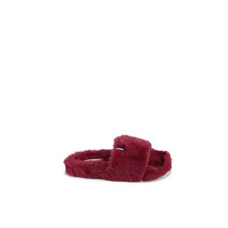 Tommy Hilfiger Sliders, female, Red, 2 UK, Cozy Red Faux Fur Slippers