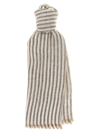 Brunello Cucinelli Brown Linen Womens Scarf