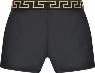 Versace Greca-Waistband Nylon Swim Shorts - Black