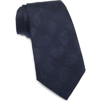 Ermenegildo Zegna Tonal Paisley Petal Silk Tie in Nvy Fan at Nordstrom