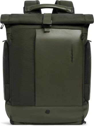 Piquadro Uitbreidbare Roll-Top Laptoprugzak 15.6 - Heren - Rugzakken - Groen - ONE Size - Leer - Tassen