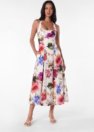Nicholas Elisabeth Print Dress in Watercolor Flora at Nordstrom, Size 12