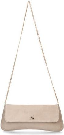 Ursula Mascar&oacute; Medium Leather Clutch With Cross Body Chain Strap in Beige at Nordstrom