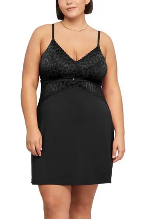 Montelle Intimates Modal Blend Short Chemise in Black at Nordstrom, Size Xx-Large