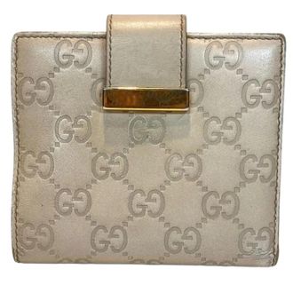 Gucci Pre-owned Guccissima Leren Portemonnee - Dames - Pre-owned - Beige - Maat: ONE Size Leer