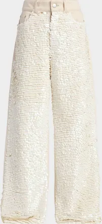 Stella McCartney Opalescence Sequined Straight-Leg Boyfriend Jeans