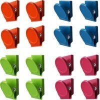OEM Houhence - Paquete De 16 Clips Magn&eacute;ticos De Metal - Imanes Inoxidables Para Refrigerador Y Pizarra Blanca - 4 Colores Surtidos Para Oficina Y Escuela