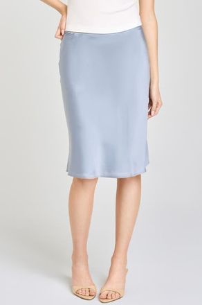 Wayf Felicity Satin Slip Skirt in Slate at Nordstrom, Size X-Large