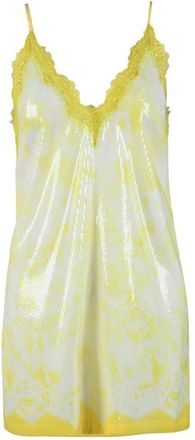 Msgm Damesjurk - Dames - Korte kleedjes - Geel - XS - Polyester - Kleedjes