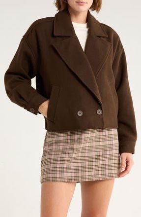 Steve Madden Double Breasted Crop Jacket in Dark Espresso at Nordstrom Rack, Size X-Large