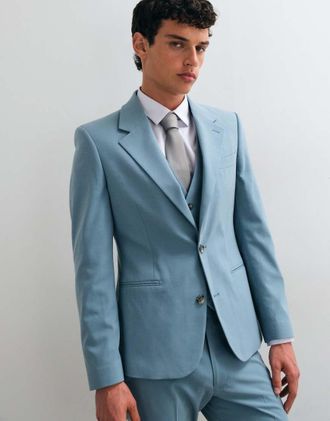 Asos giacca da abito skinny azzurro chiaro-Blu