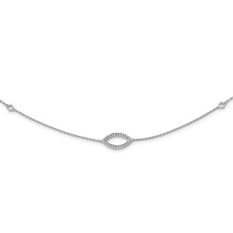 Diamond2Deal Sterling Silver 76 Stone 7 Station Cubic Zirconia Necklace 18