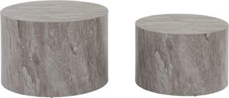 Sweeek Mesita centro redonda efecto m&aacute;rmol, set de 2, gris