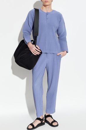 Homme Pliss&eacute; Issey Miyake Pleated Trousers, Mens, Blue
