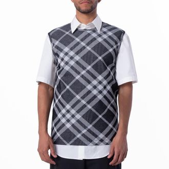 Burberry Check Stretch Cotton Blend Tank Top, Size Small