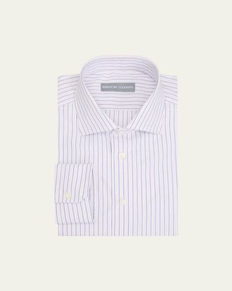 Bergdorf Goodman Mens Cotton Multi-Stripe Spread Collar Dress Shirt