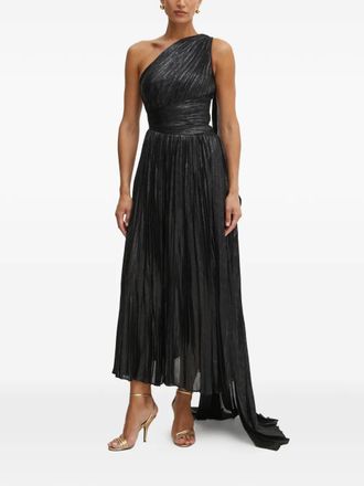 Marciano one-shoulder pleated midi dress - Black