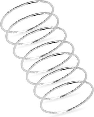 Nordstrom 7-Back Faceted Skinny Ring Stack in Silver at Nordstrom, Size Medium
