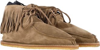 Saint Laurent Womens Suede Nino Fringed Ankle Boot (Authentic Pre-Loved)