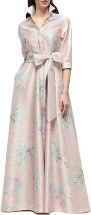 After Six Sabine Floral Print Satin Gown in Esme Floral at Nordstrom, Size Xx-Large